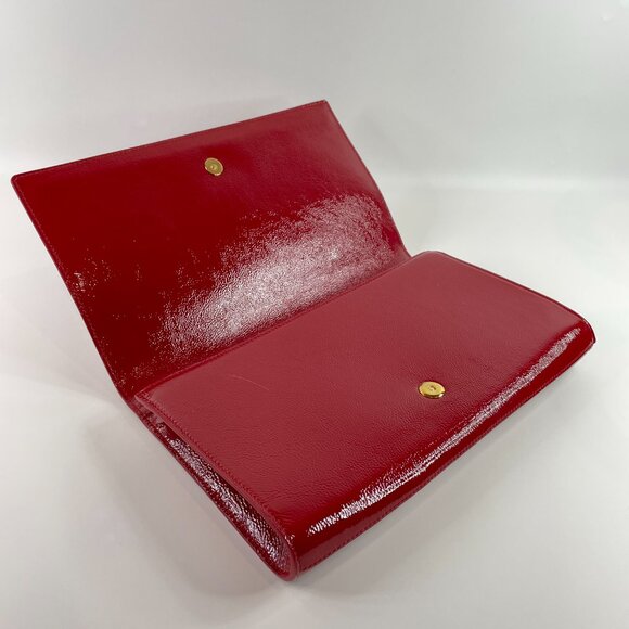 Saint Laurent Red Leather Large Belle de Jour Clutch sku#85844 (gently used) - Picture 9 of 11
